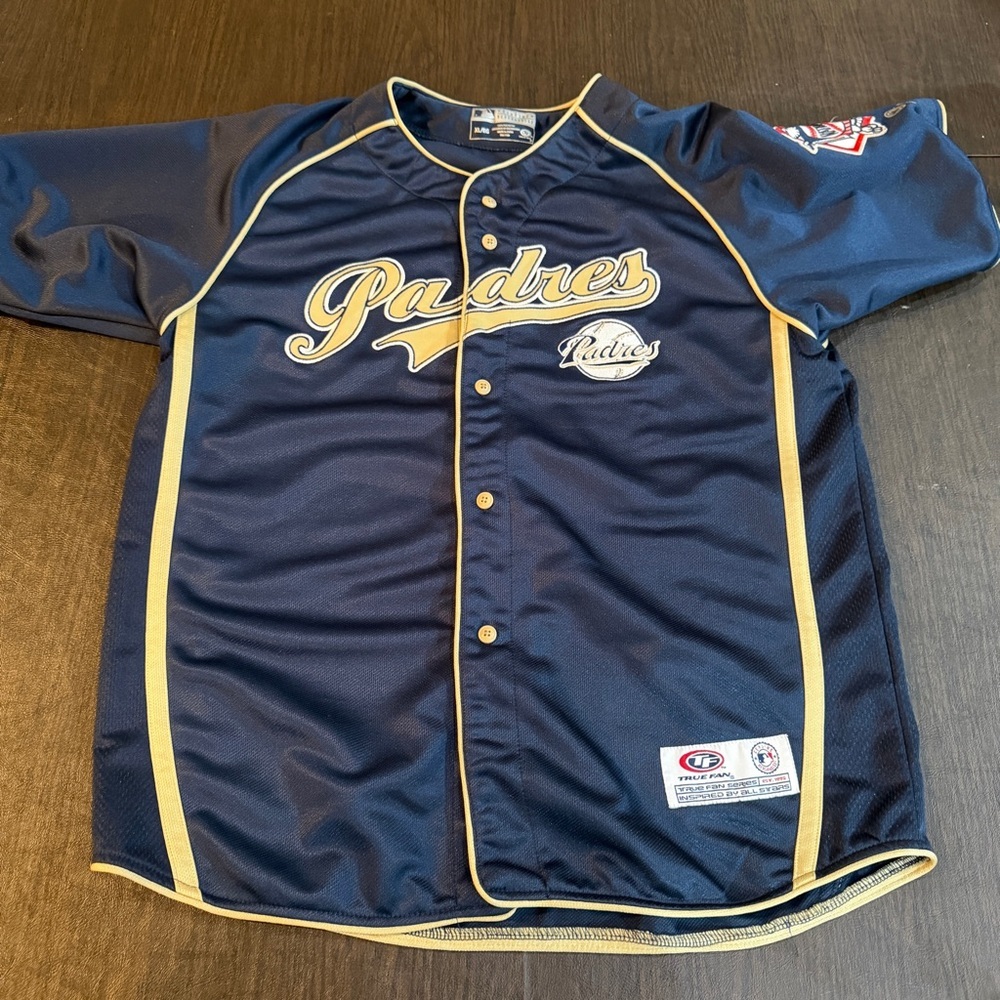 True Fan Navy and Gold Padres Women’s Jersey Sz XL